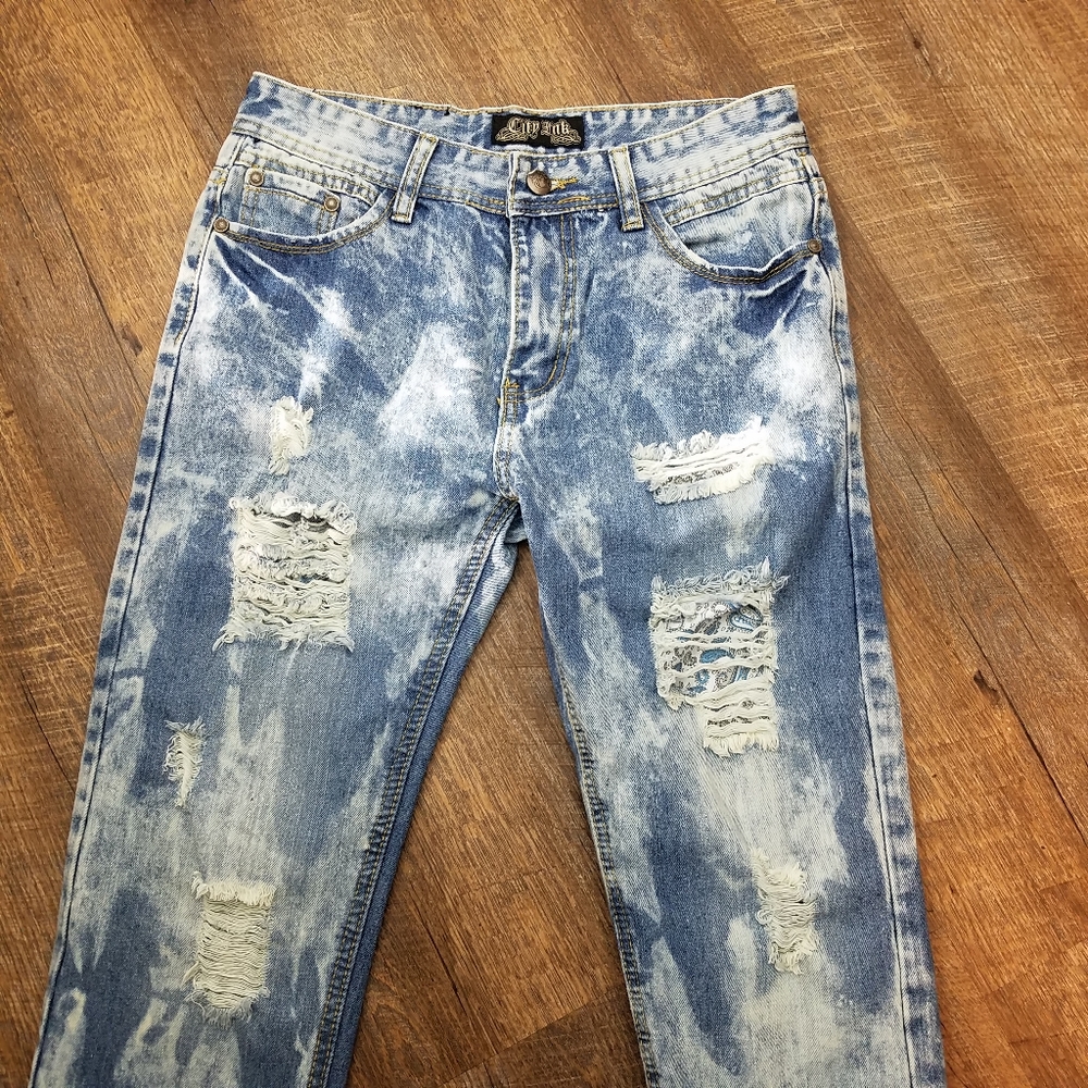 City Ink, Destroyed Bleached out Sz 18 jeans Boys